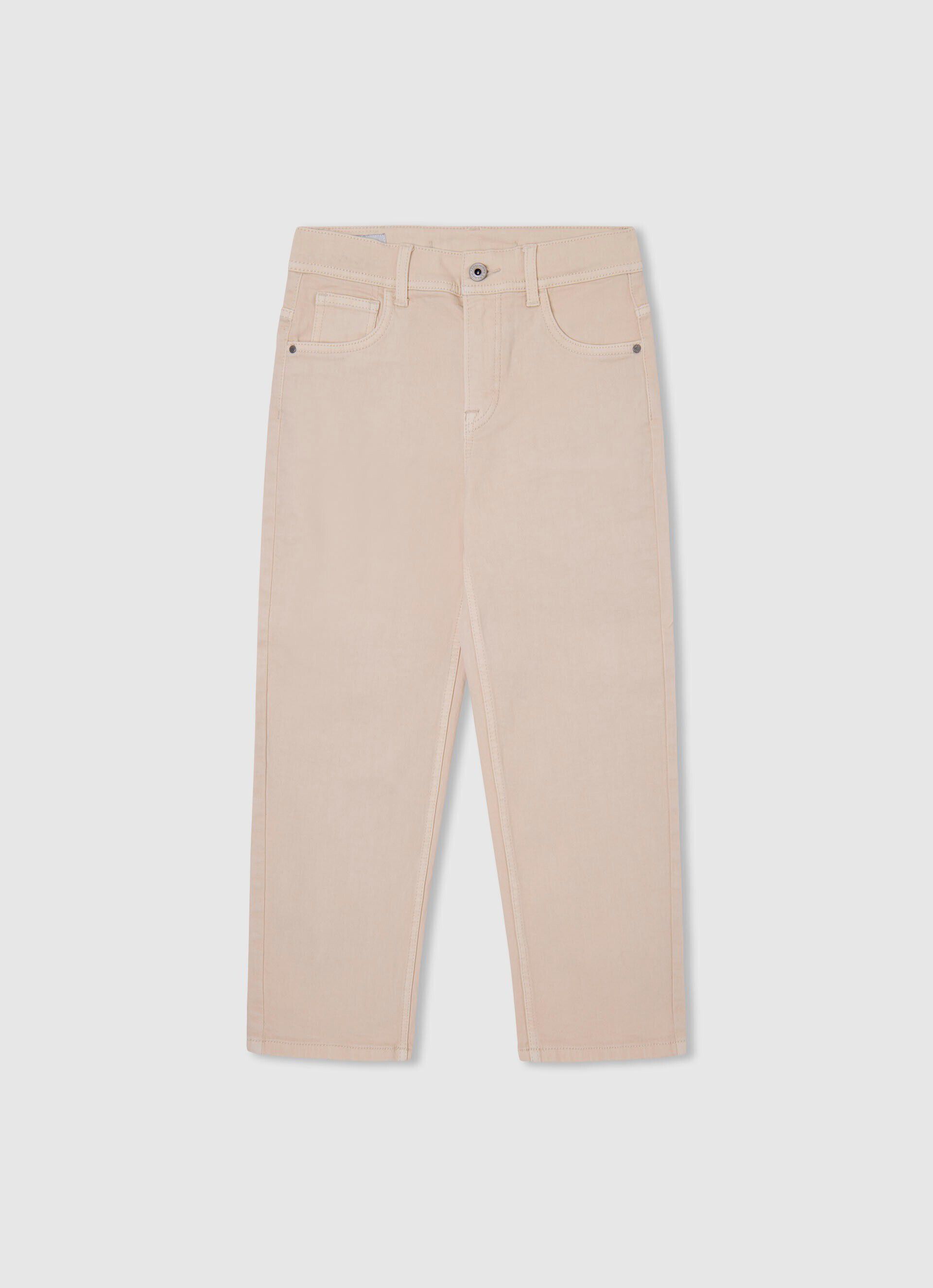 Calça pantalona com 5 bolsos - branca manteiga