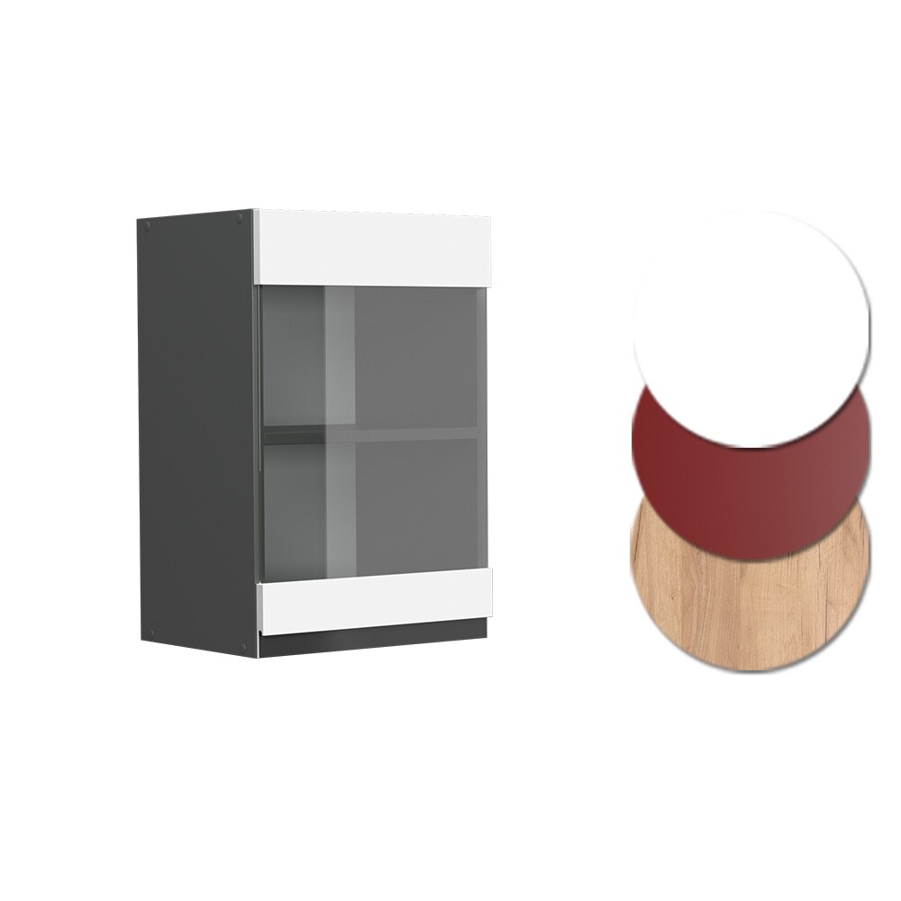 Vicco Glashängeschrank Küchenschrank Küchenmöbel R-Line J-Shape Anthrazit Weiß 40 cm modern