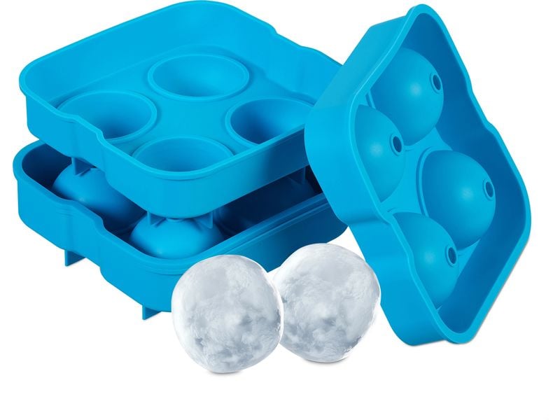 relaxdays Eiswürfelform Kugel 2 Stück, Blau Eiswürfelbereiter