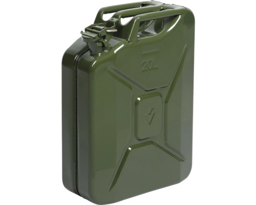 Stalen jerrycan, 20 liter, olijfgroen, met VN-goedkeuring