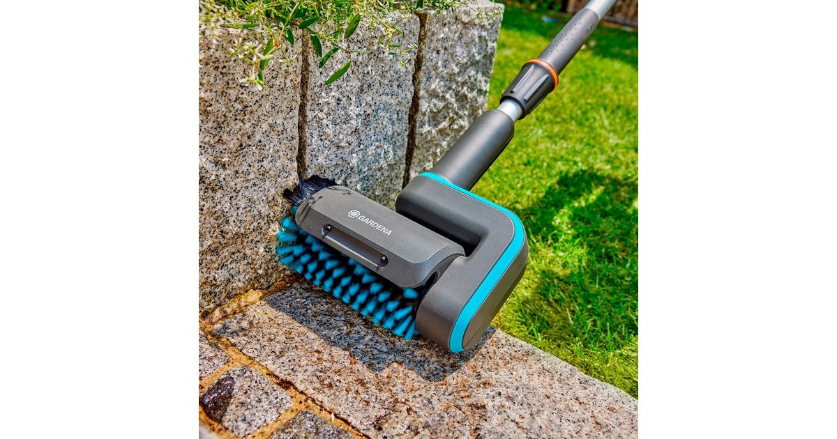 GARDENAAquaBrush Medium rolborstel, voor accu-multireinigers wasborstel  (Grijs/turquoise, 14849-20)