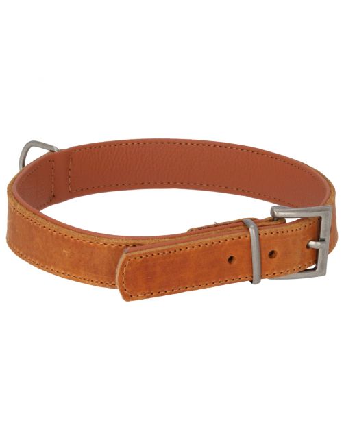 Adori Halsband Vetleder Gevoerd Cognac&Cognac - Hondenhalsband