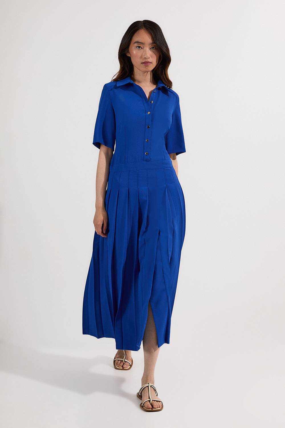 KarenMillen Robe chemise à plis en crépon sur mesure