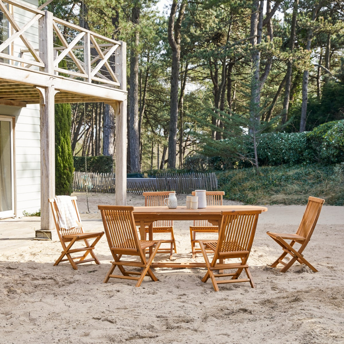 Tikamoon - Capri - Ovale tuinset in massief acaciahout met 6 stoelen