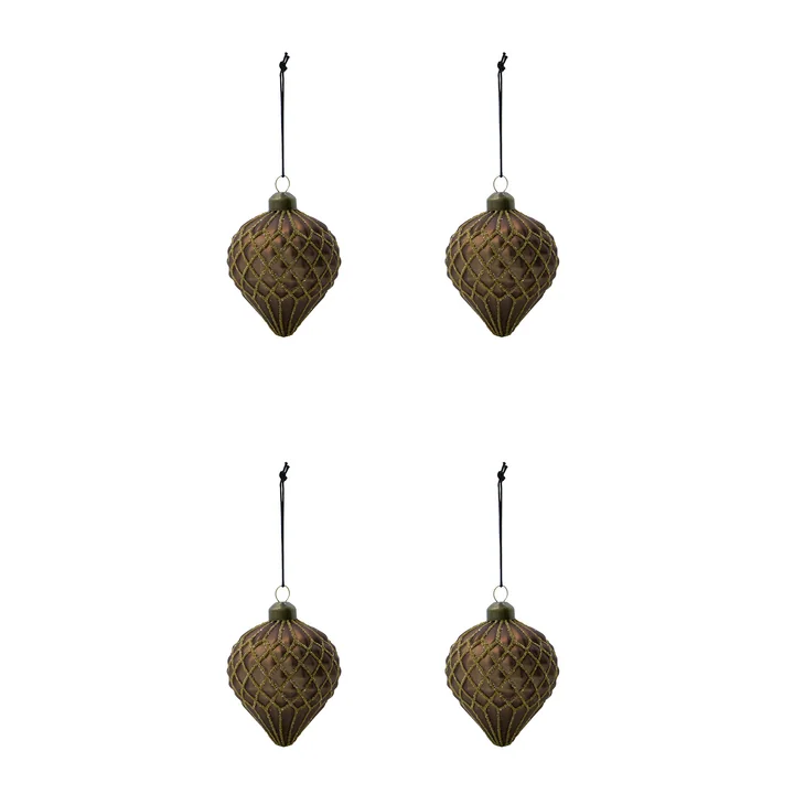 House Doctor - Hinda Ornament, H 9,5 cm, braun (4er-Set)