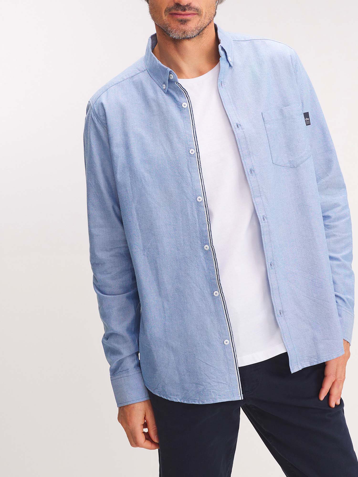 Chemise Homme Manches Longues Bleu