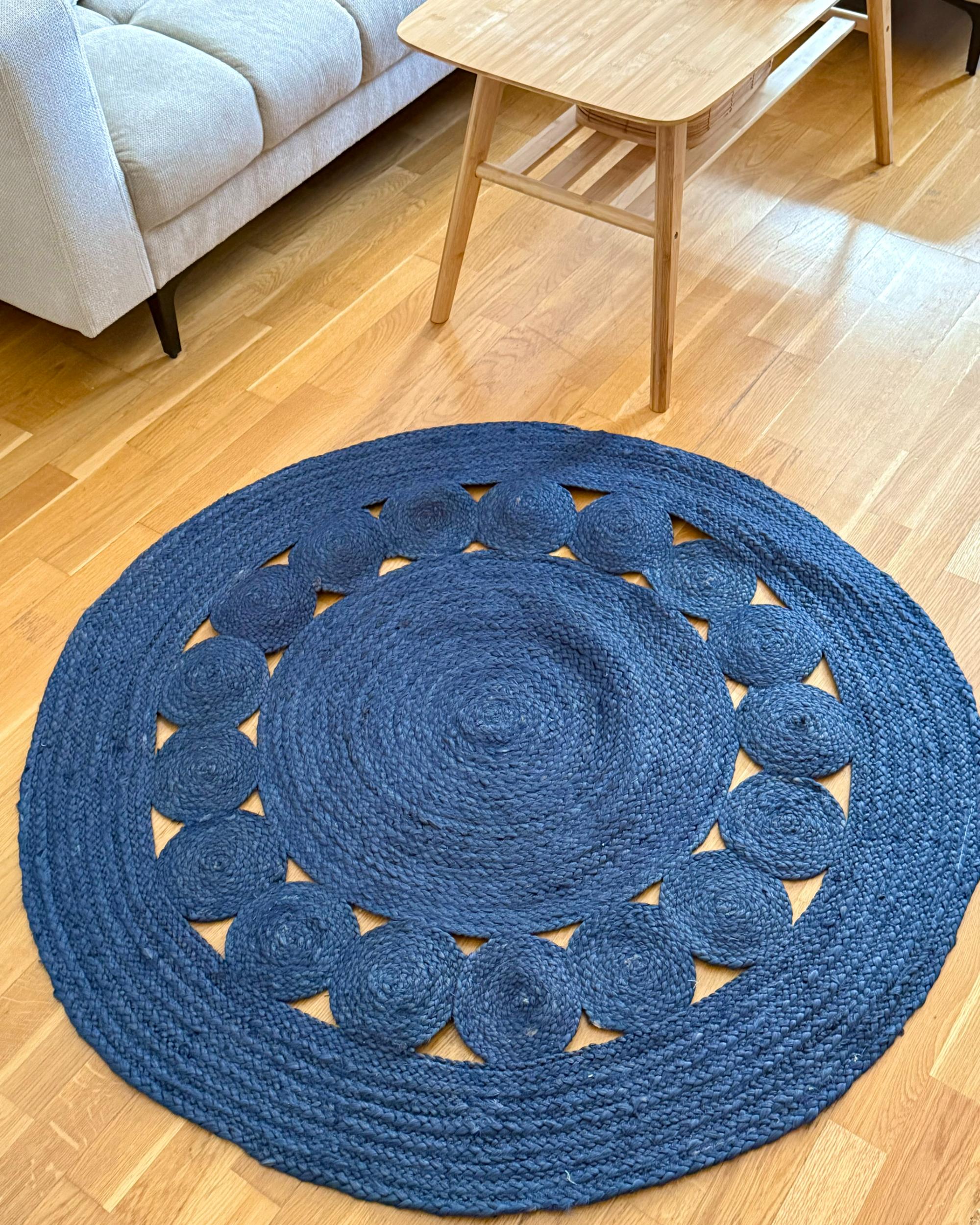 Vloerkleed KOYUNLU Donkerblauw ø 120 cm Jute