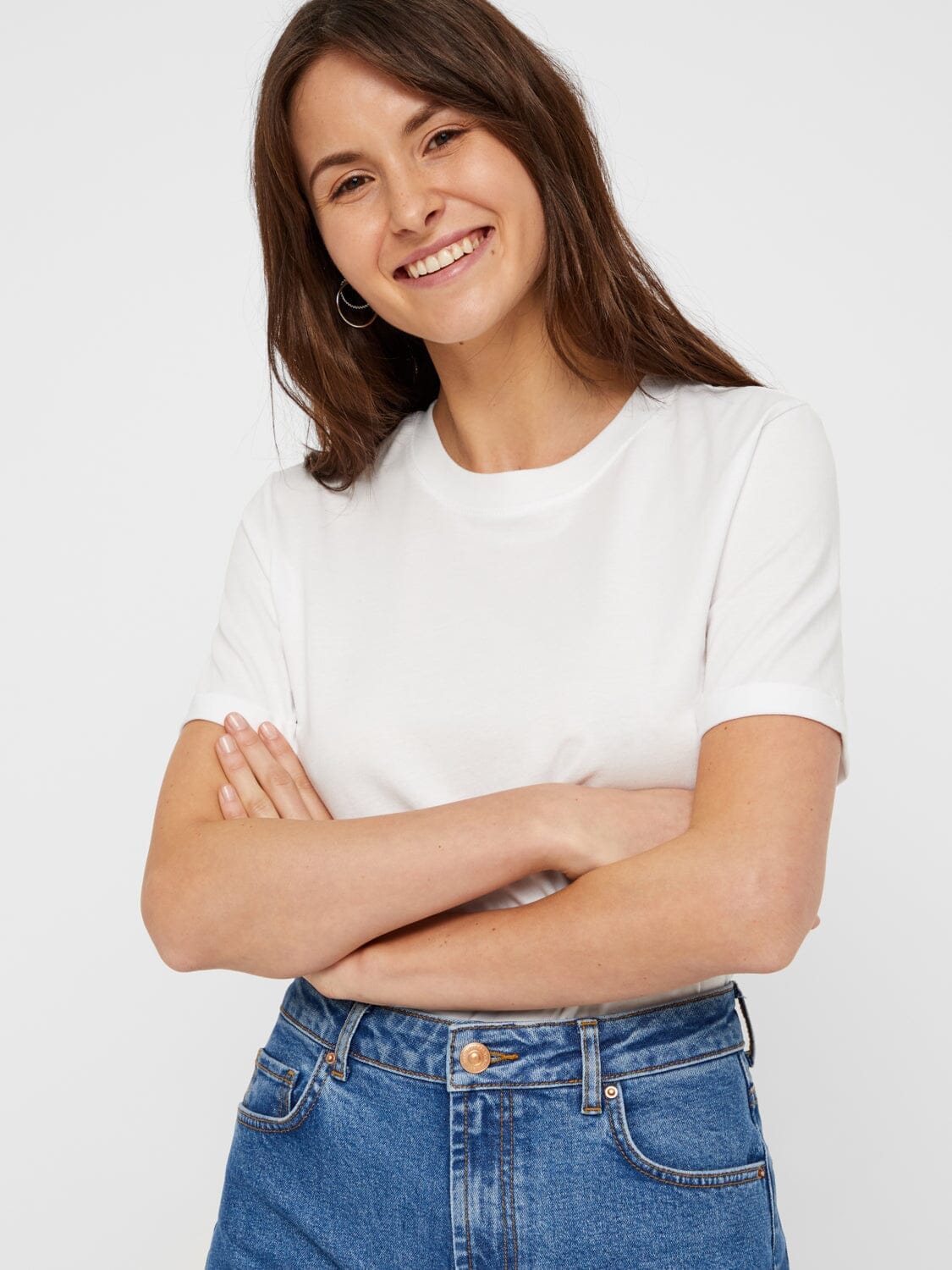 Pieces PcRia SS Fold Up Tee