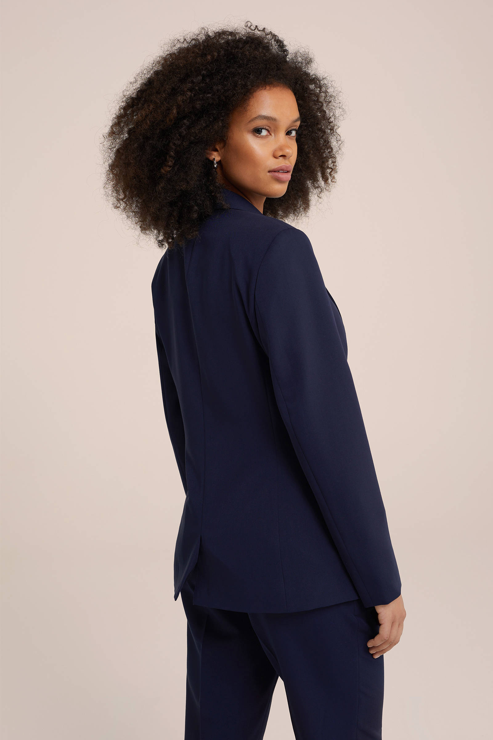 WE Fashion getailleerde blazer donkerblauw