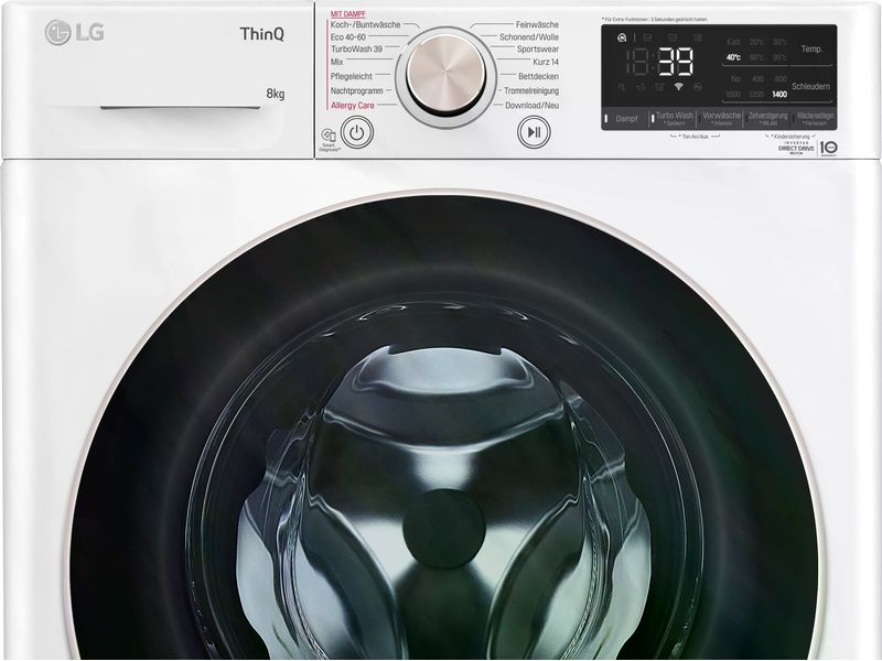 LG Waschmaschine F4WV708P1R Links Frontlader Waschmaschine mit 8 kg Ladekapazität