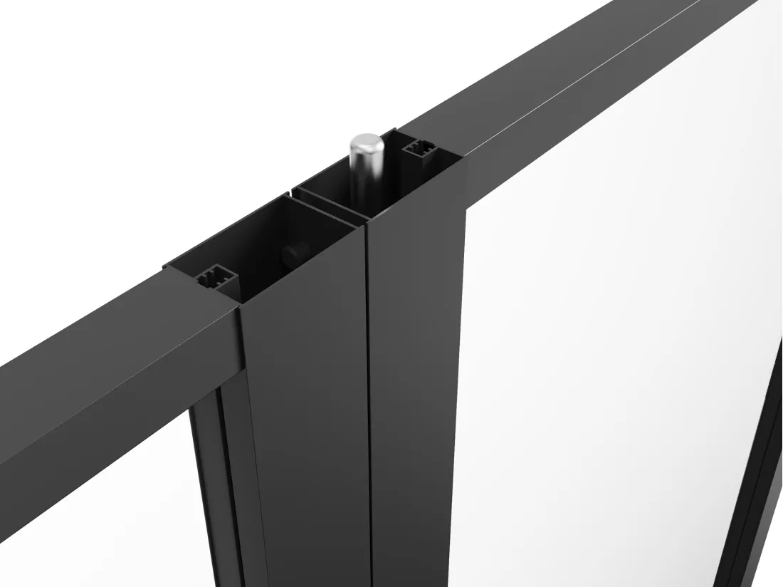 Bloc porte réversible à deux battants en aluminium et verre trempé - 2 x H204 x L73 cm - Noir - LOXTON