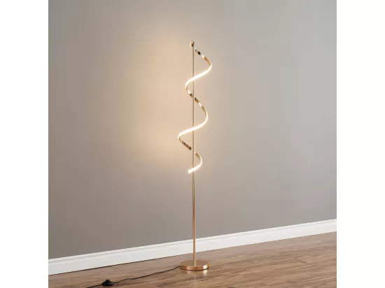 Grande lampe LED cascade spirale dorée - Simaria