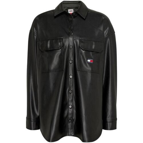 Tommy Jeans - TJW SPR OVS PLEATHER OVERSHIRT Negro