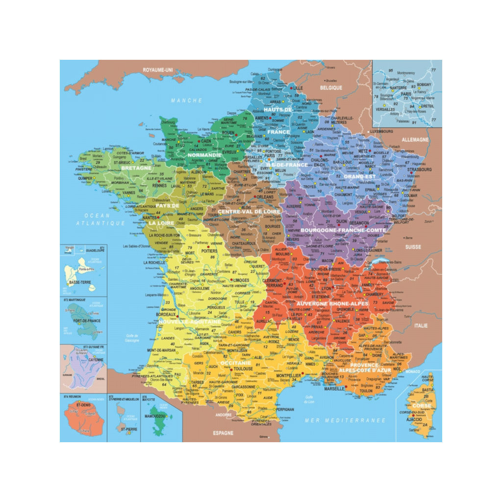 Puzzle Bois Fait Main - Carte de France des Départements