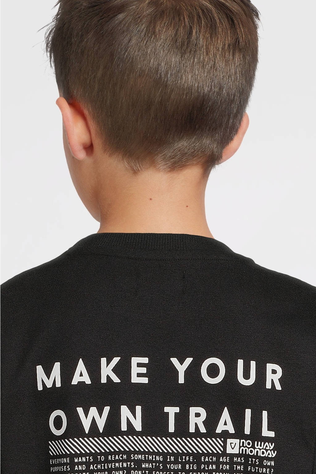 No Way Monday longsleeve met backprint zwart