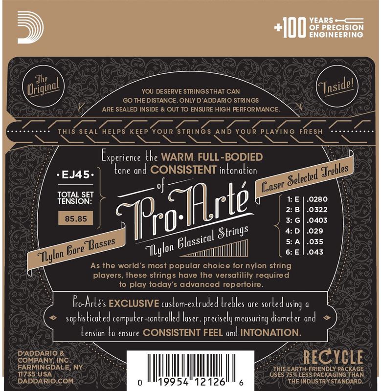 D'Addario EJ45 - Gitaarsnaren - Snarenset voor klassieke gitaar - Normal tension