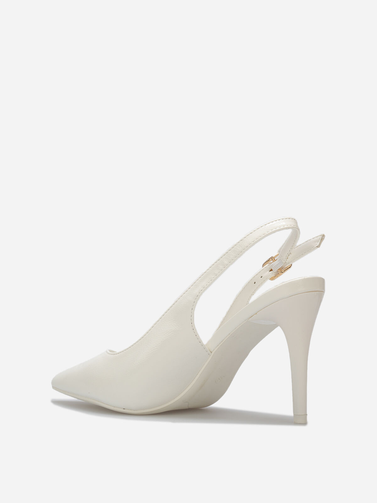 Escarpins slingback texturées vernies- Blanc