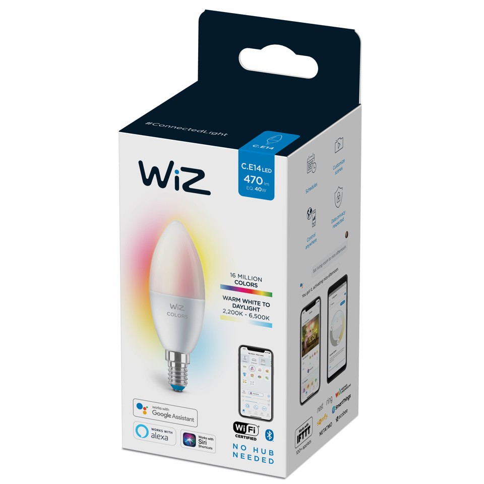 WiZ - C37 Lyspære E14 Farve og Justerbar Hvid - Smart Hjem