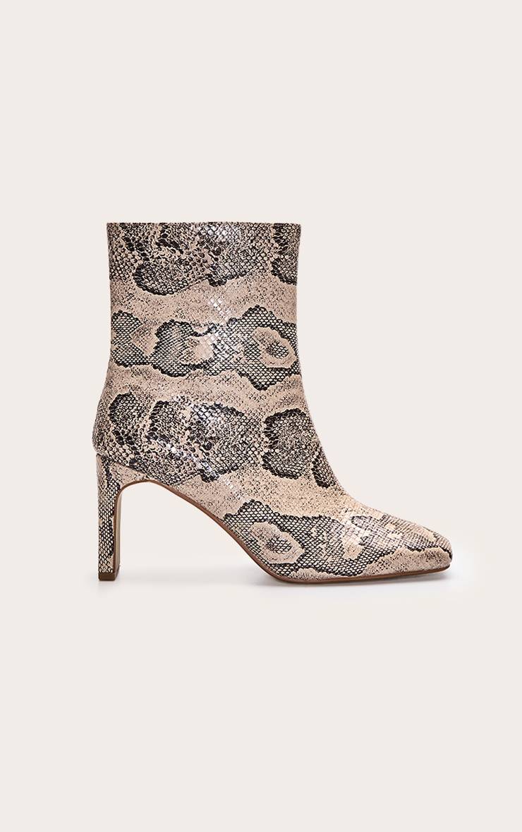 Naturel Bottines À Talon Bloc Fin Effet Croco En Synthétique