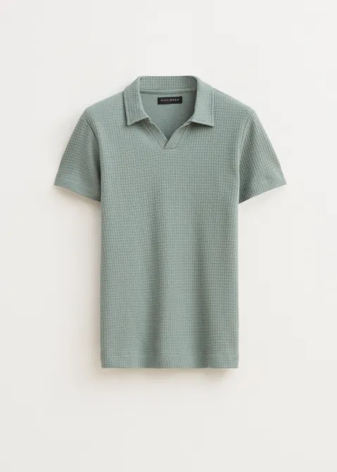 Johnny polo waffle blauw (AQUA)