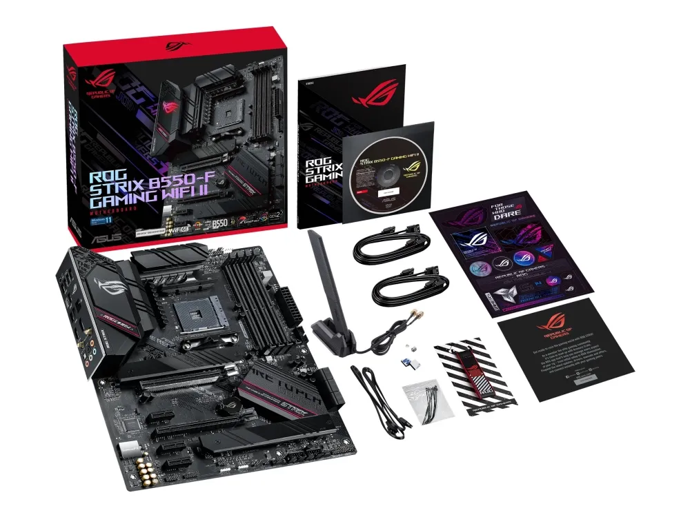ASUS ROG STRIX B550-F GAMING WIFI II - Bundkort - ATX - Socket AM4 - AMD B550 Chipset - USB-C Gen2, USB 3.2 Gen 1, USB 3.2 Gen 2 - 2.5 Gigabit LAN, Wi-Fi 6, Bluetooth - onboard grafik (CPU påkrævet) - HD Audio (8-kanaler)