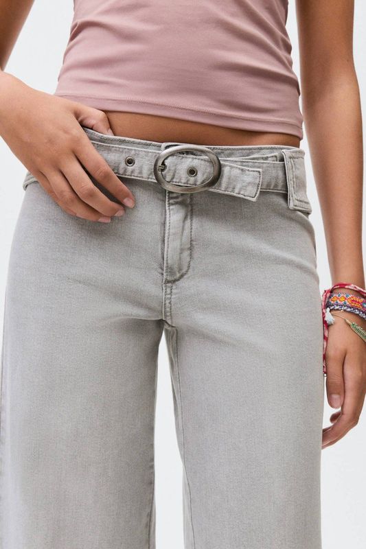 MANGO TEEN - Wide Leg Jeans - Grijs Denim