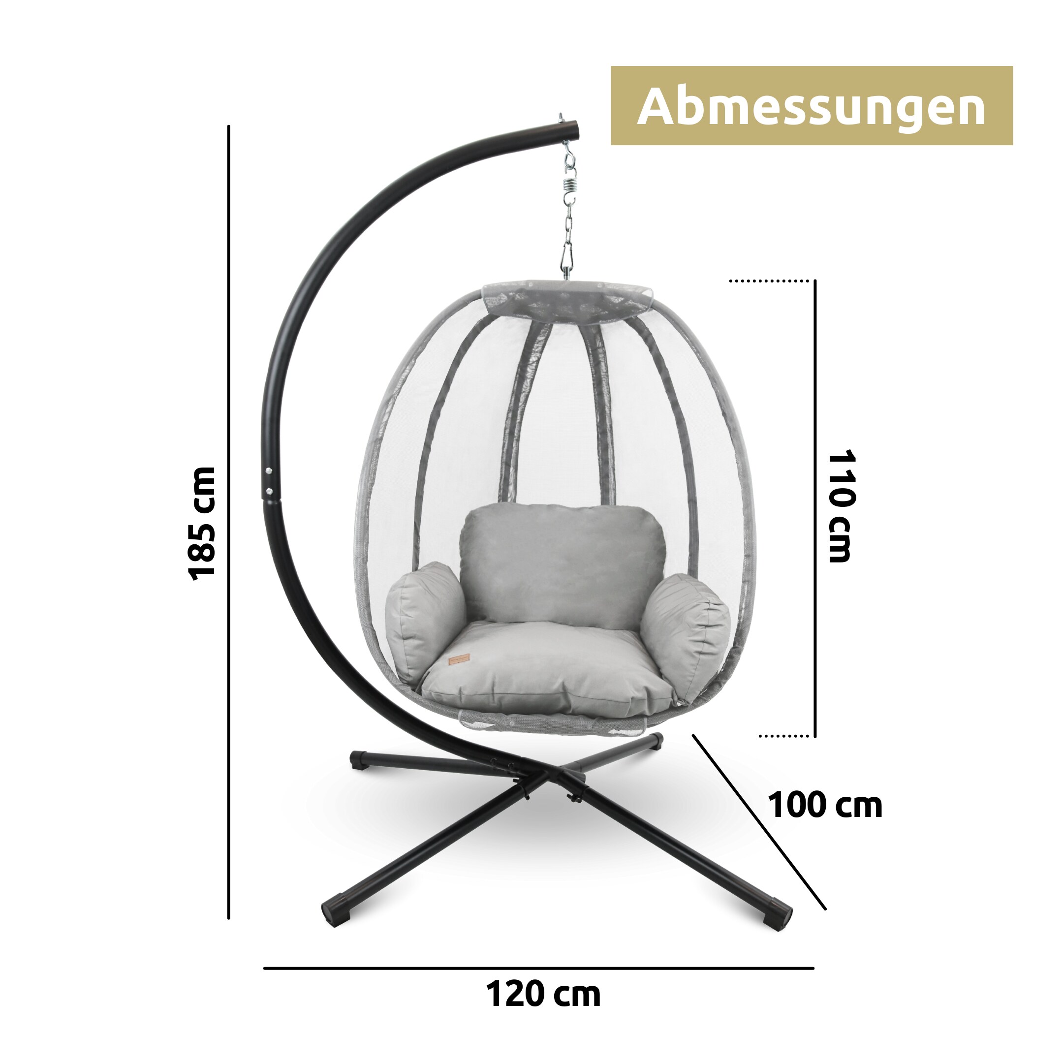 deluxe4home® Hängesessel mit Gestell I Indoor & Outdoor inkl. Kuscheldecke | Hellgrau