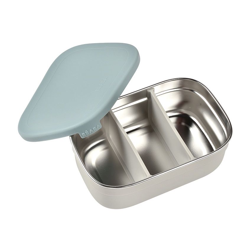 Lunchbox en inox gris velours/bleu baltique - Ecru