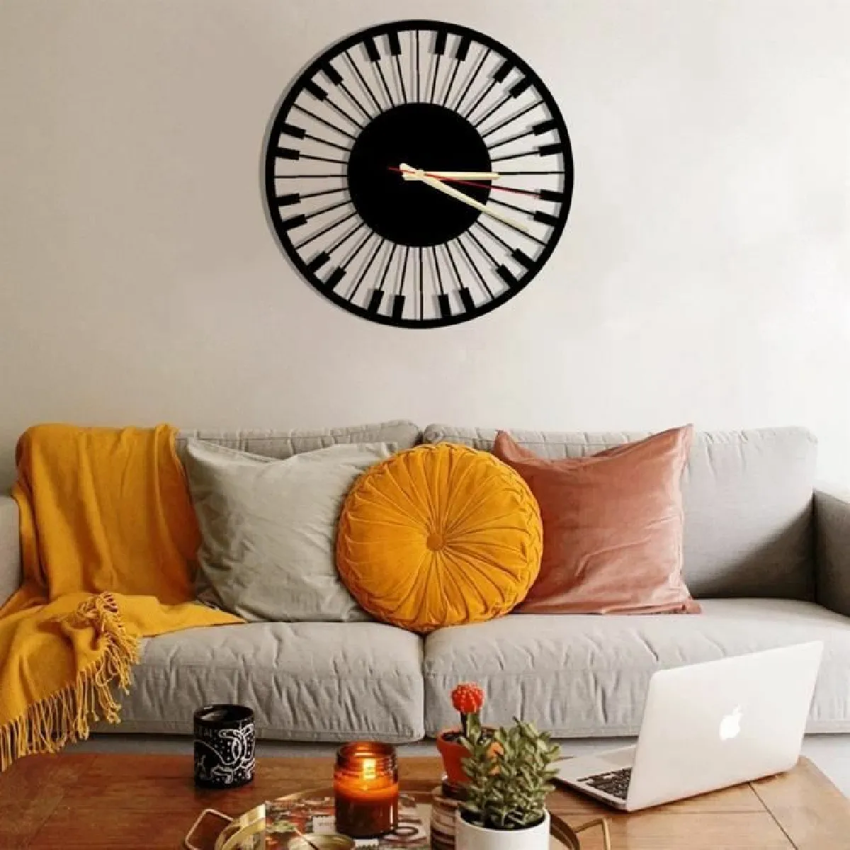 Dekory Piano Horloge Murale Métal - 50cm