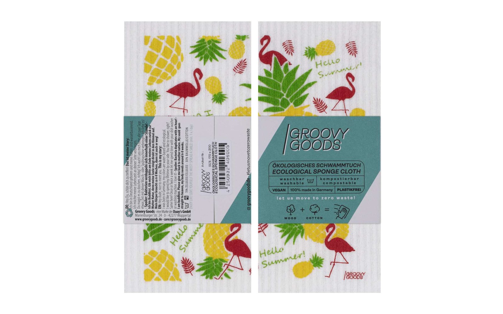 GroovyGoods ökologisches Schwammtuch 20 x 17 cm Avocado