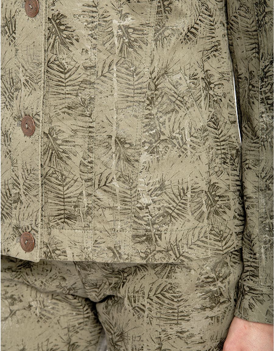 Veste jean imprimée kaki