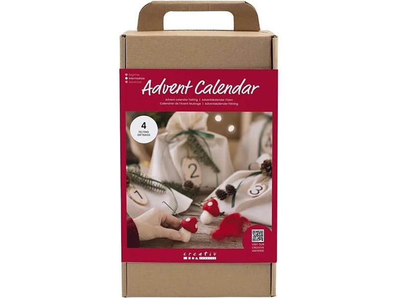 Creativ Company Adventskalender Bastelset Filzen, 4 Stück Adventskalender mit neuen Bastelprojekten