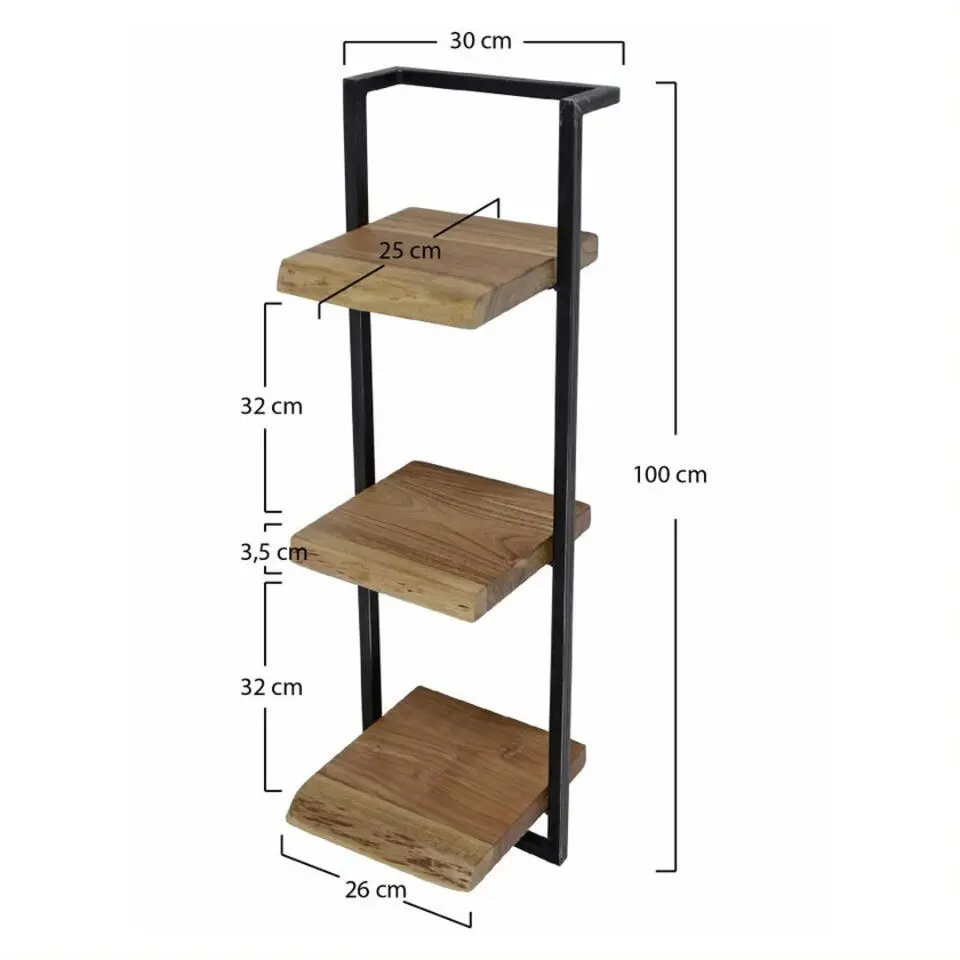 Wandplank Edge 100cm - Acaciahout & Metaal