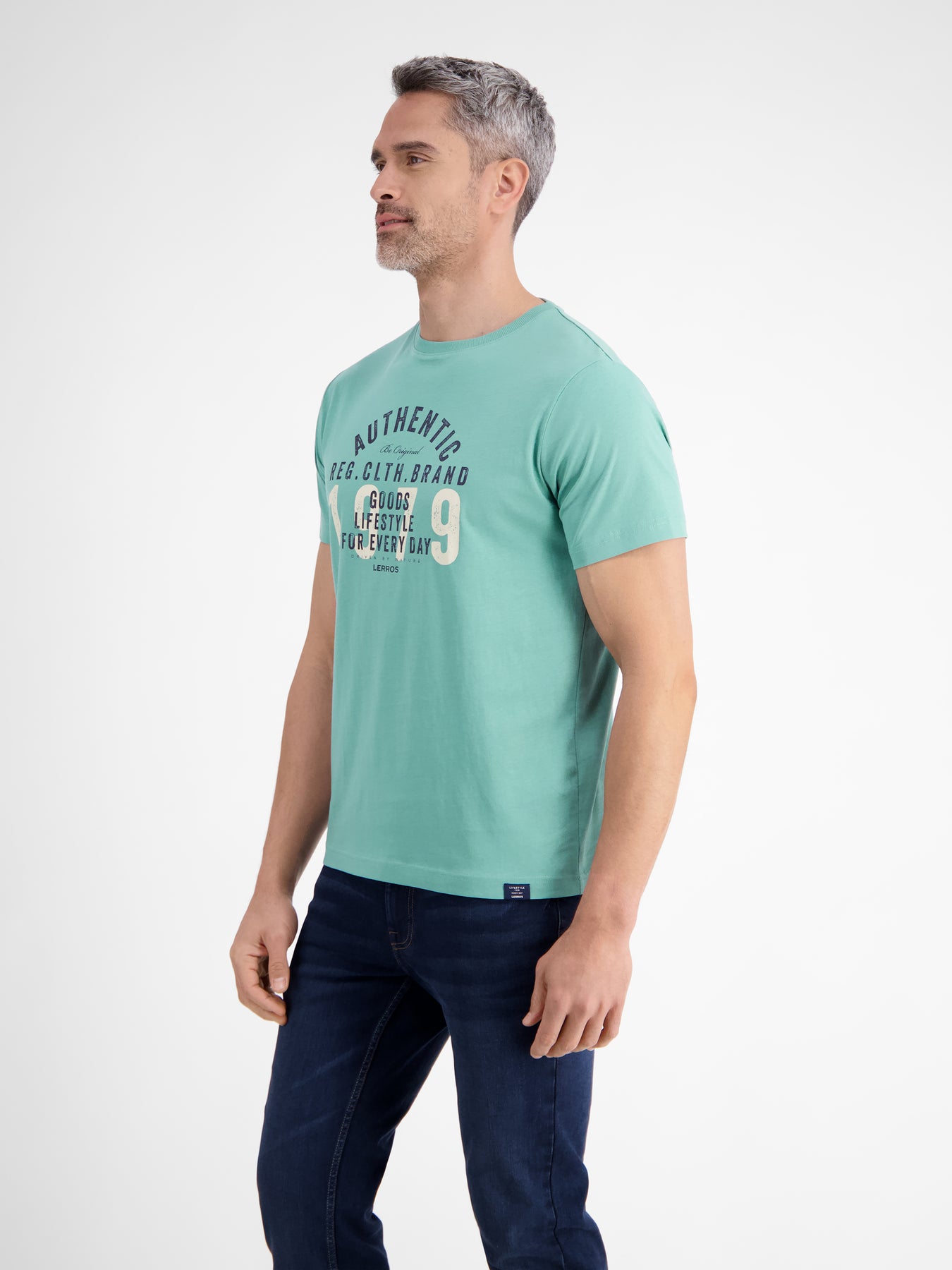 Unifarbenes T-Shirt mit Print