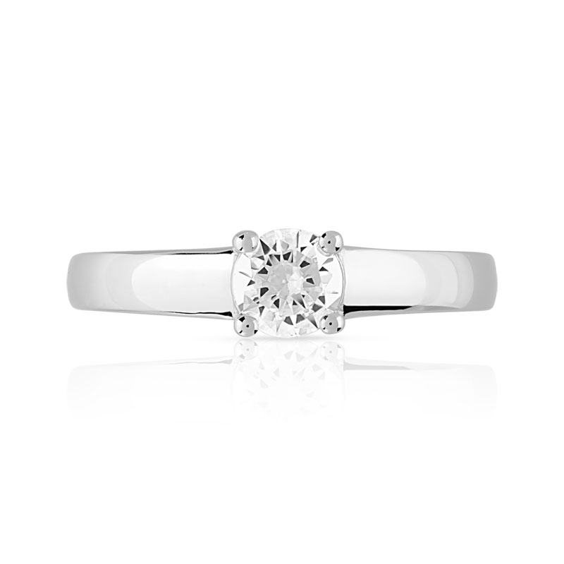 Bague solitaire or 750 blanc diamant 40/100e de carat