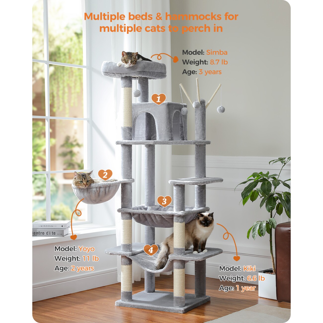 Pawz Road Kratzbaum 175cm große Katzenbaum Sisalstamm