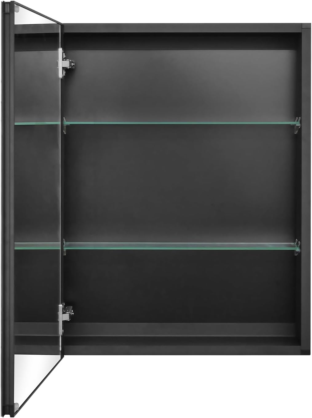 Fundin Spiegelschrank 50.8 x 66 cm Spiegelgröße, Einbau- oder Aufputzmontage, schwarzer Aluminium-Badezimmer-Wandschrank mit Spiegel und verstellbaren Ablagen.