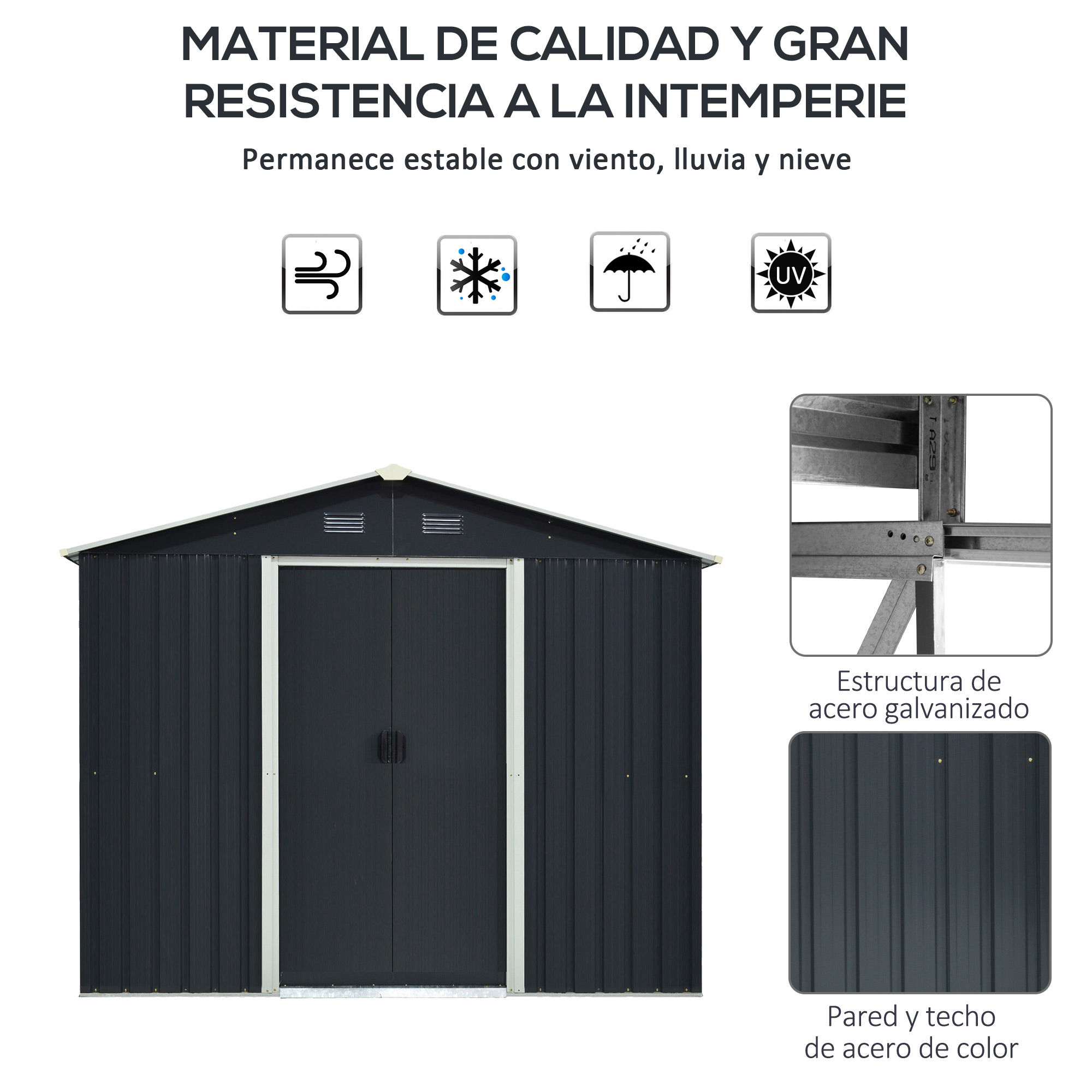 Casinha de jardim cinza Outsunny