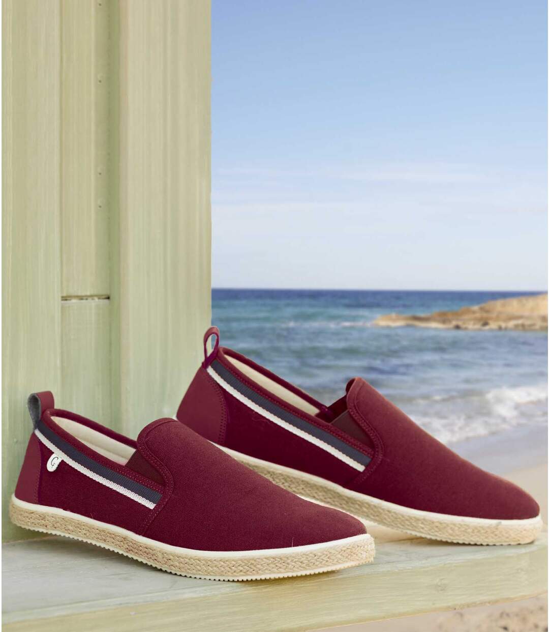 Mocassins en Toile Élastiqués à Semelle Tressée