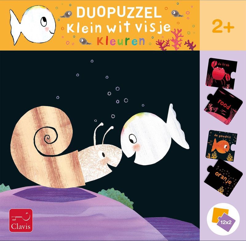 Clavis - Klein Wit Visje - Duopuzzel - 12 Stuks - Leer en Speel