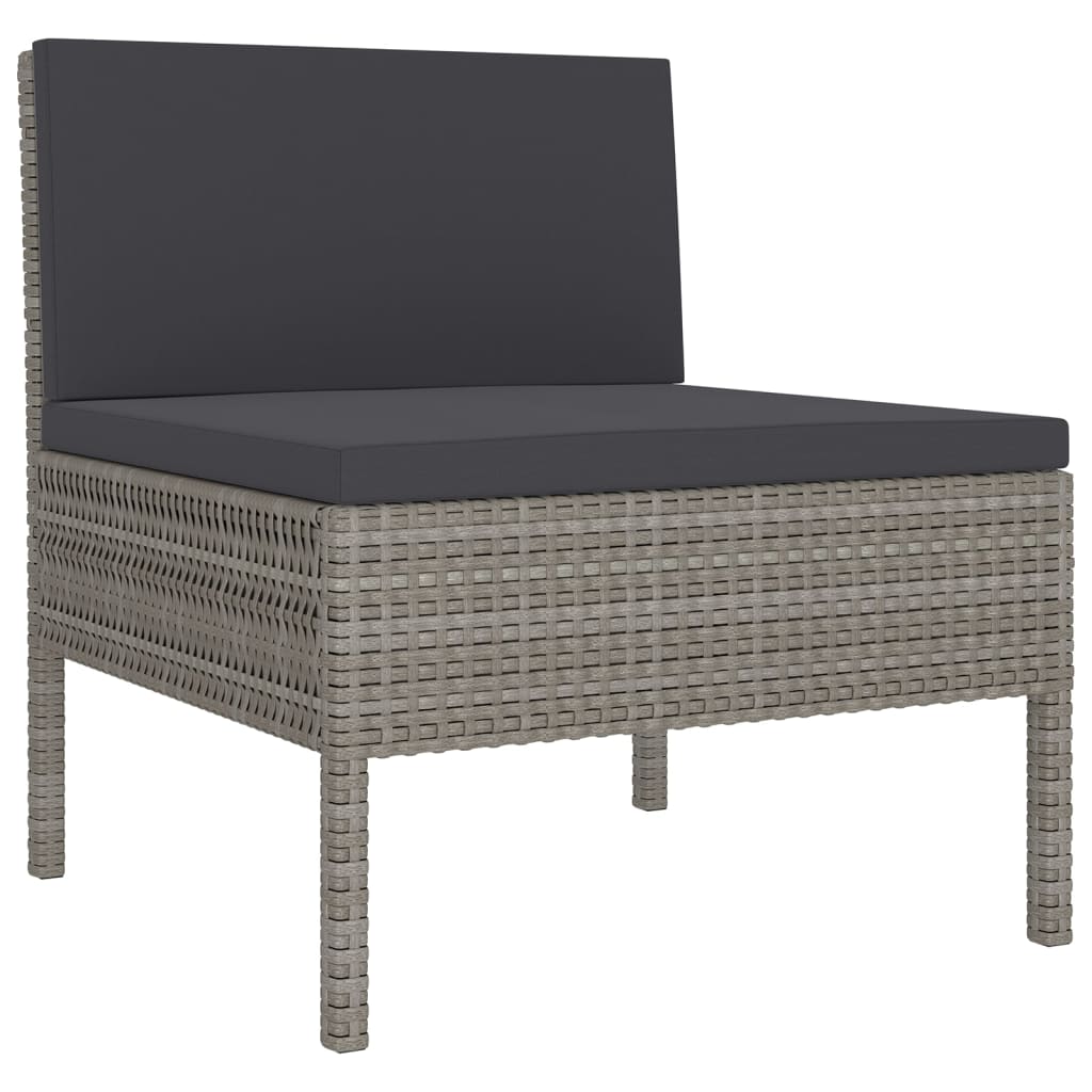 Salon de jardin meuble d'extérieur ensemble de mobilier 14 pièces avec coussins résine tressée gris