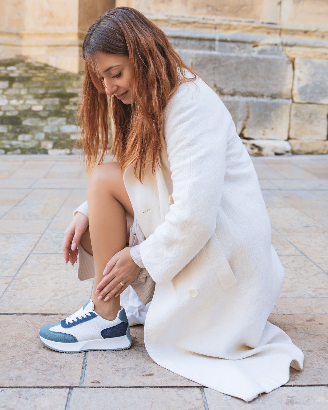 Basket femme denim blue jeans à lacets en toile - Opaline