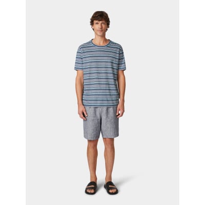 Herren-Leinen-T-Shirt gestreift, Blautöne