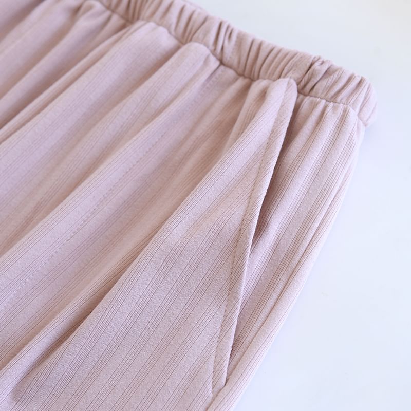 MelMount - Koppel bijpassende pyjamabroek met elastische taille en rechte pijpen (verschillende ontwerpen)