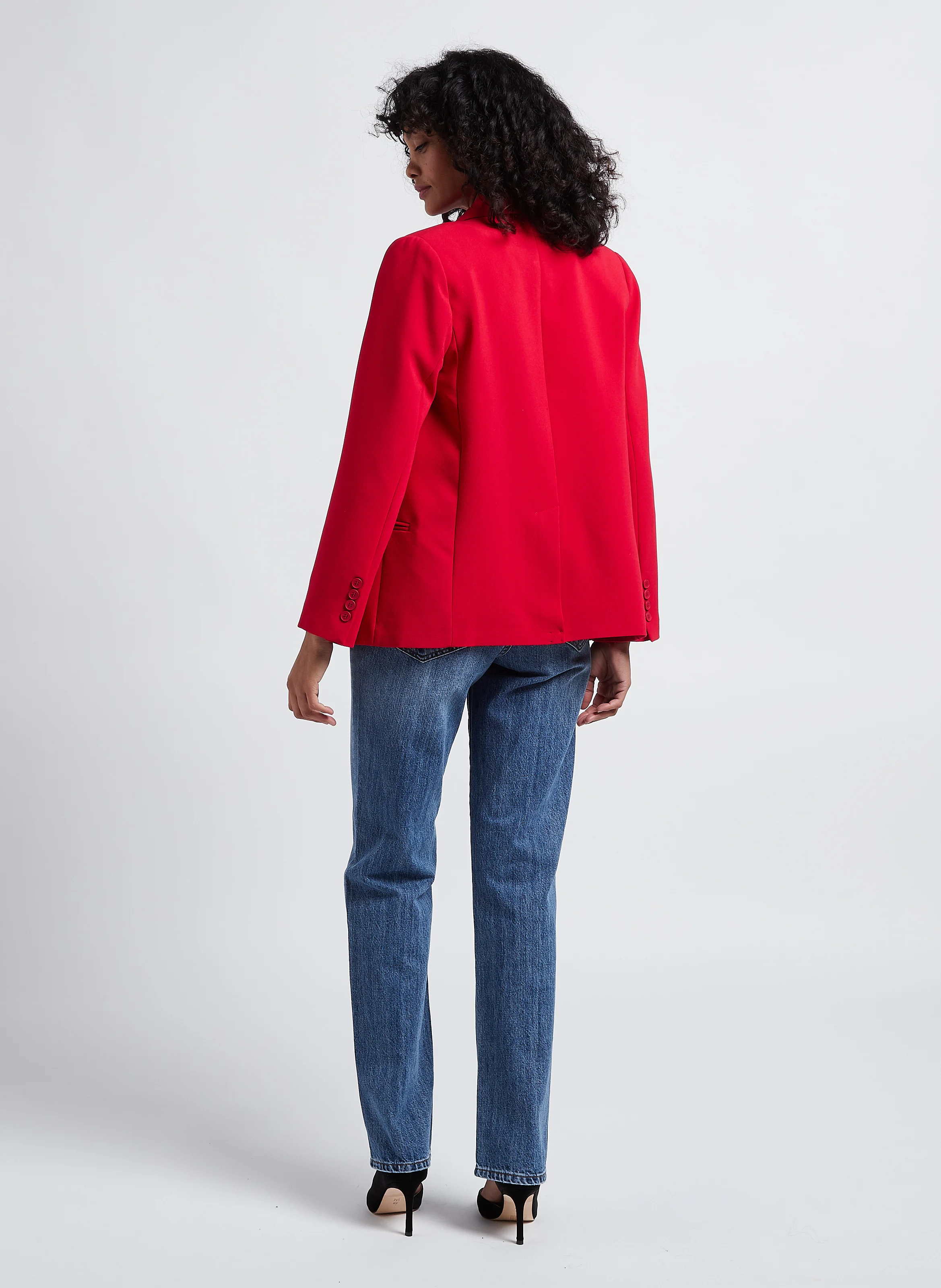 JOLINE - Jean taille haute droit en coton | Bleu