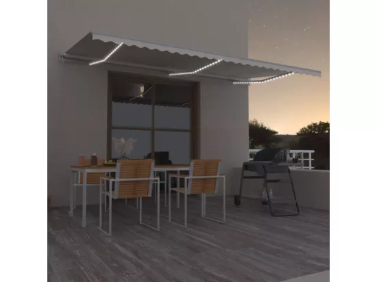 Auvent automatique avec capteur de vent et LED 600x300 cm Crème