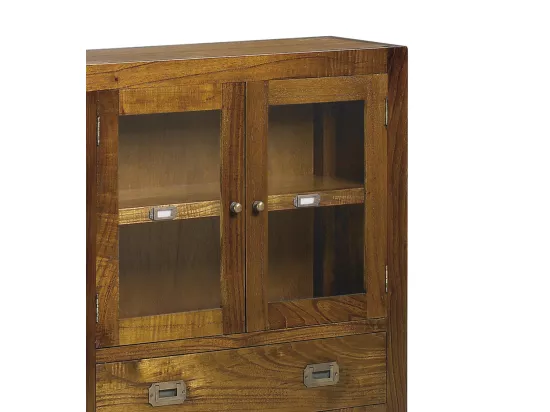 Console en bois massif de Mindy 5 tiroirs 2 portes Orka 107cm