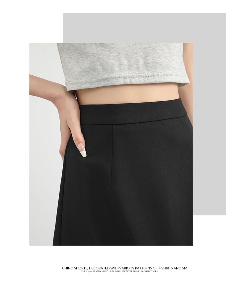 Magimomo - Hoge taille effen midi A-lijn rok