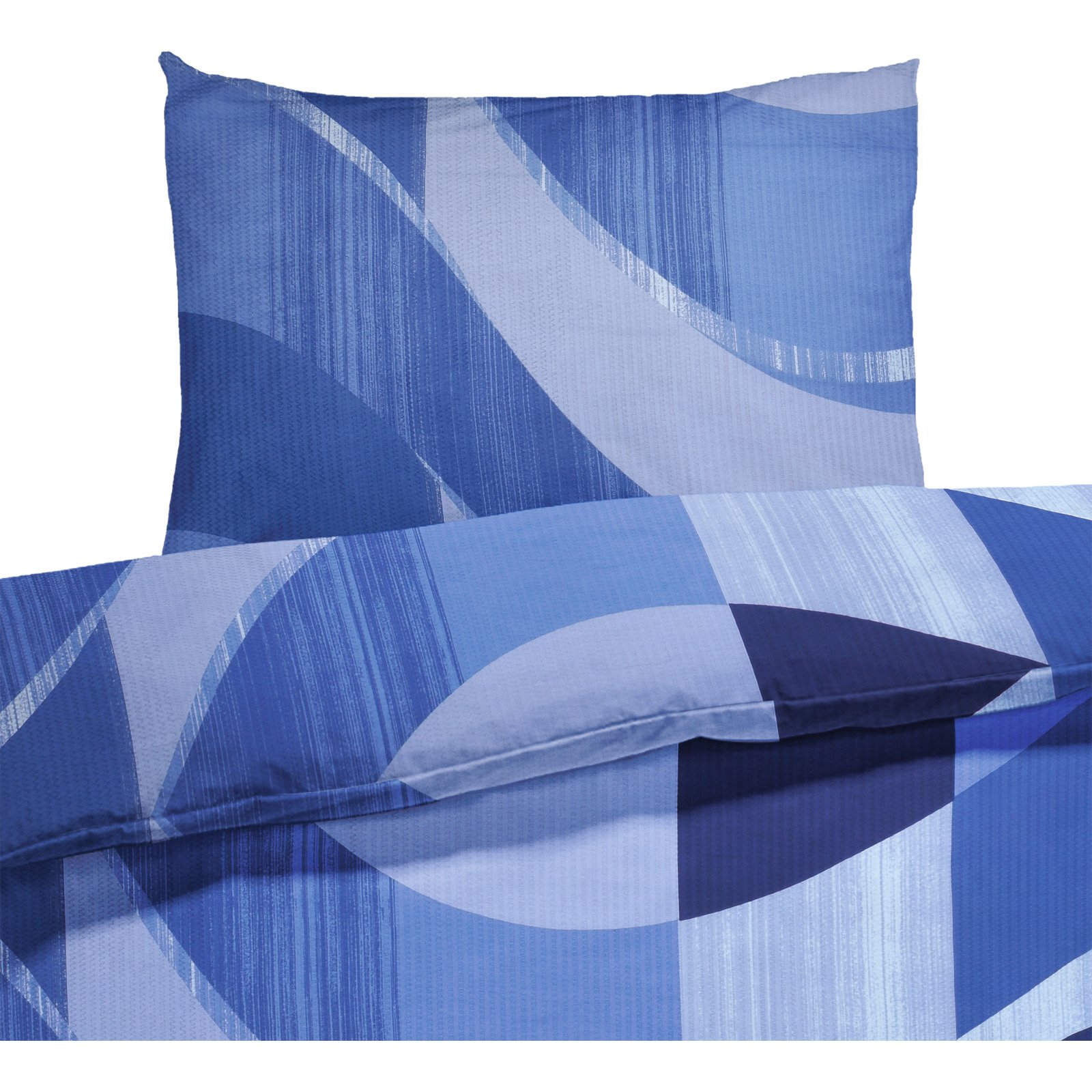 Bettwäsche Seersucker Geometrie navy 50x70 Kissenbezug