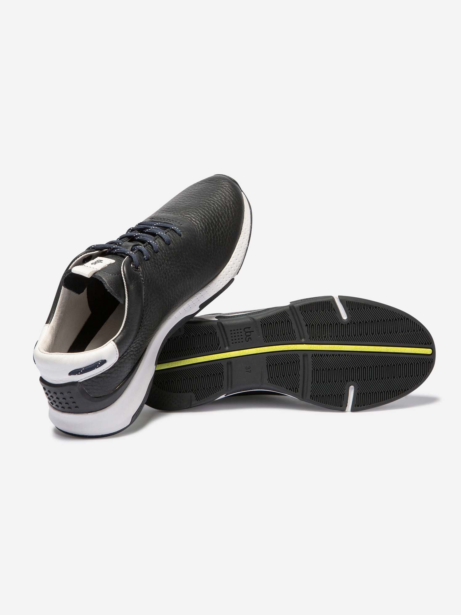 Tennis Femme Confort Cuir Bleu